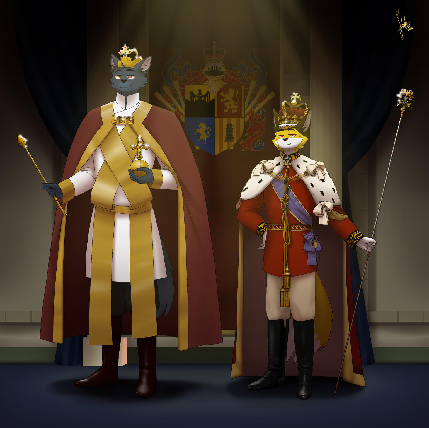 His Imperial Majesty Golddie and His Imperial Majesty Josef posing for an Imperial Diplomatic Meeting